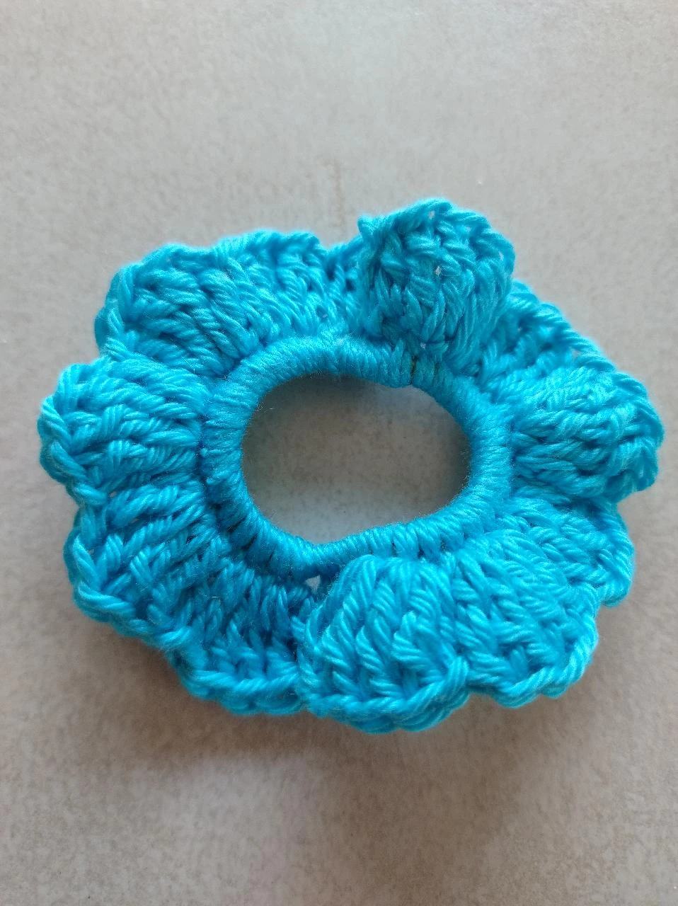 Haarelastiek scrunchies gehaakt blauw oranje geel